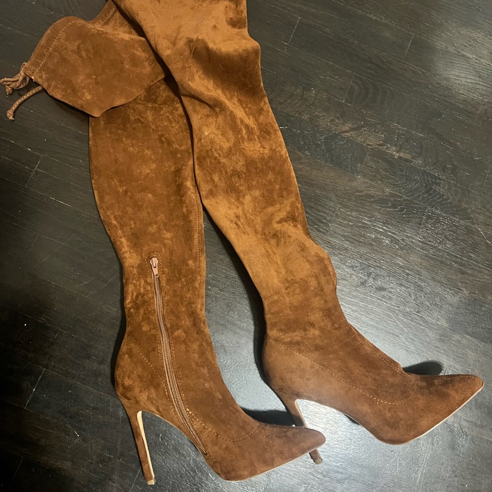 Brown Suede Over-the-Knee Boots